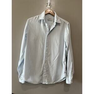 INDUSTRIE Australia Shirt Men Button Up Blue Long Sleeve Tencel size XS fits S/M